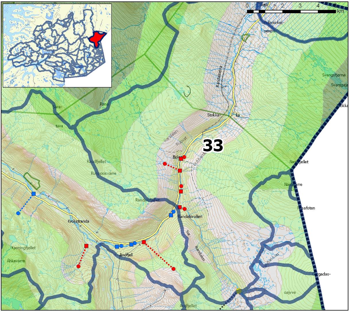 Delfelt nr: 33 Navn: Gubbeltåga - Randalen Regine: 156.J og 156.