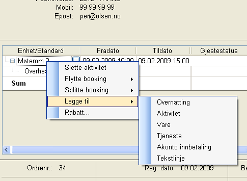 Øvingsoppgaver kurs/ konferanse / aktiviteter Ankomst Ant Ant Type Kunde timer personer overnatting I dag kl 10:00 3 4 konferanserom AS Kontor, Ola Normann, Gågata 2, 2512 Kvikne I dag kl 10:00 2 10