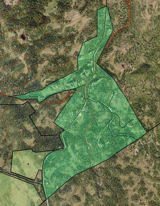 89. Bruhaugan Byggeområde (103 daa) og LNF LNF spredt fritidsbebyggelse 642 daa Område omfattes av en rekke hyttetomter, bebygde og ubebygde, 7-800 moh, fjellskog.