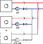 2.2.1.3 Turtallsstyrt ladepumpe Hver varmepumpe skal ha en separat ladepumpe som starter og stopper sammen med den aktuelle varmepumpen.