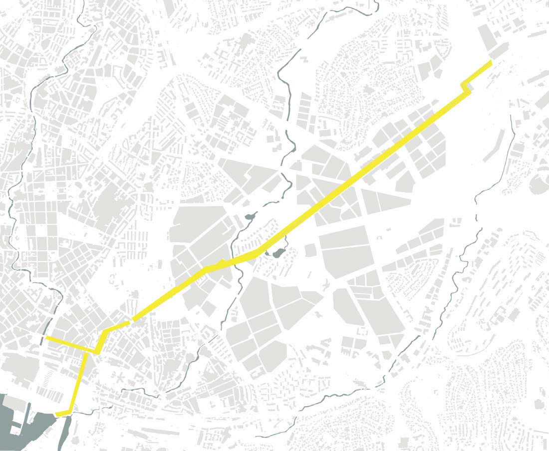 VISJONEN OM STOR-OSLO. BYPLANSTRATEGI 9 A Grønn infrastruktur med gang- og sykkelstier forbinder Hovinbyen med dens viktige møteplasser og institusjoner.