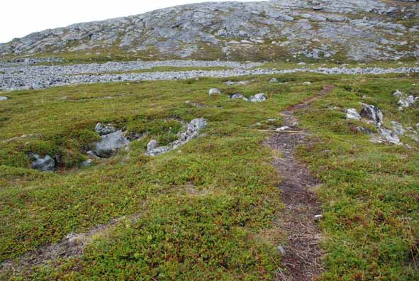 Slitasje (sti) på hellegrop.