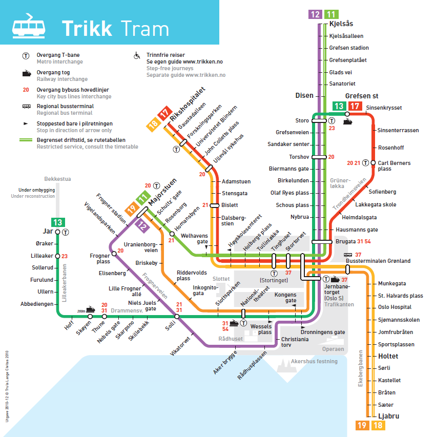 3.3 LINJEKARTET TIL TRIKKEN Dagens linjenett for trikk består av linjene 11, 12, 13, 17, 18 og 19.