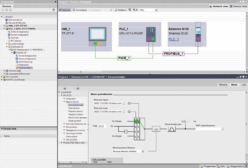 Sinamics Startdrive V12 Mer effektiv engineering Simatic S7-300 teknologi CPU Takket være en sømløs integrasjon av Drives-teknologien med Sinamics Startdrive kan du nå foreta komplett