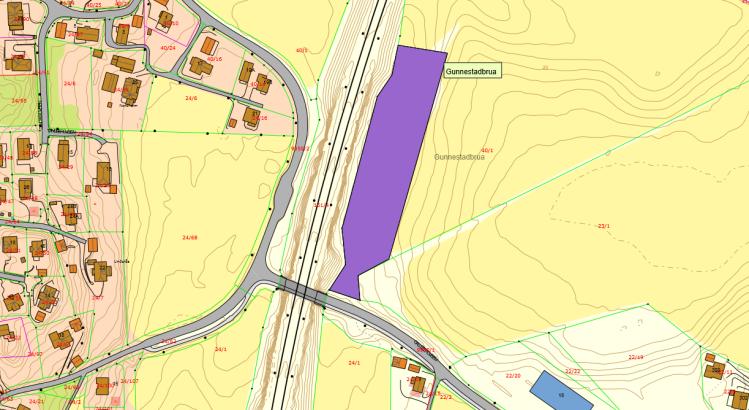 N-4 Gunnestadbrua konsekvensutredning Dagens formål: LNF-område-hensynssone Foreslått formål: Næringsbebyggelse Arealstørrelse: 11 daa Forslagsstiller: Hindhamar AS : Området vurderes til å ligge