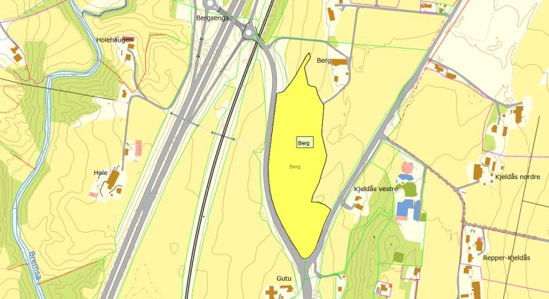 B0 Berg konsekvensutredning Dagens formål: LNF-område Foreslått formål: Boligbebyggelse Arealstørrelse: 54 daa Forslagsstiller: Arkitektgruppen Drammen AS : Berg ligger i den nordlige delen av Sande.