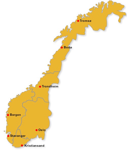 Inntrøndelag Regonale markeder Trondheim Sentriske Oslo Stavanger Bergen Trondheim Bergen Mjøsbyen Kjedede