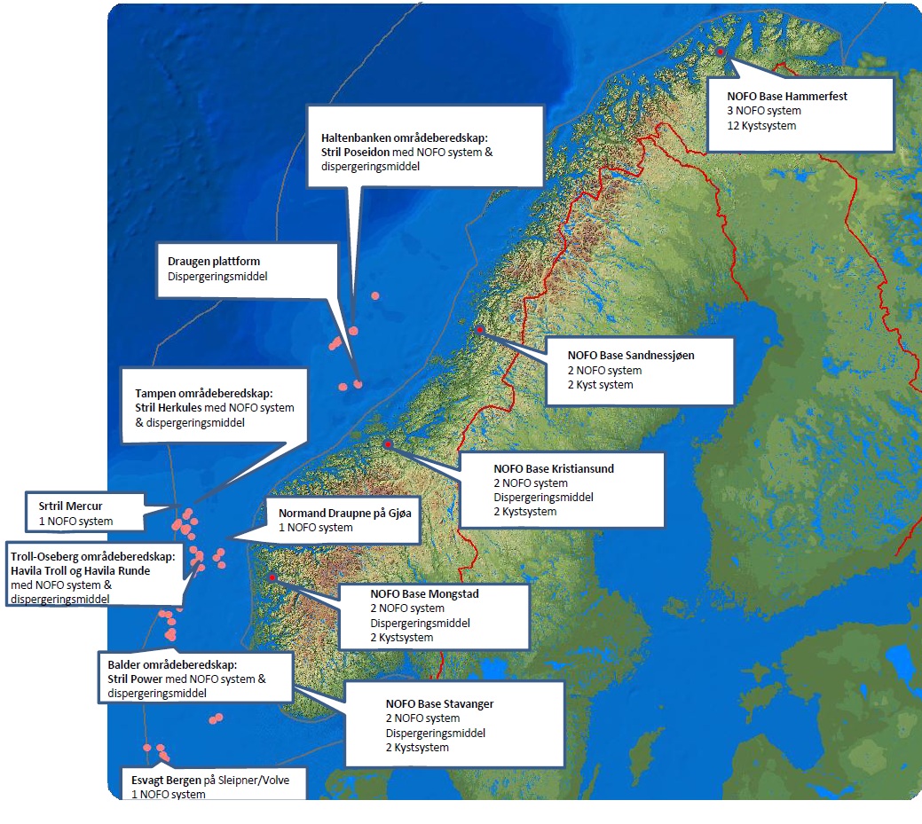 Figur 4-2: Plassering av NOFO-utstyr per mai 2012 [3] 4.