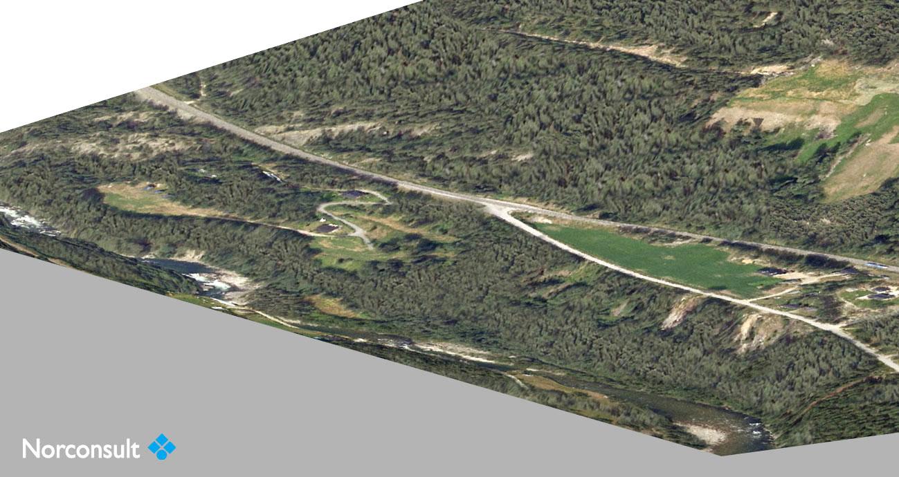 Konsesjonssøknad Rosten kraftverk 23 Figur 3-4 Tippen i Rostenlia: 3D-visninger av tippen i Rostenlia sett fra nord (øverst) og fra sør (nederst).