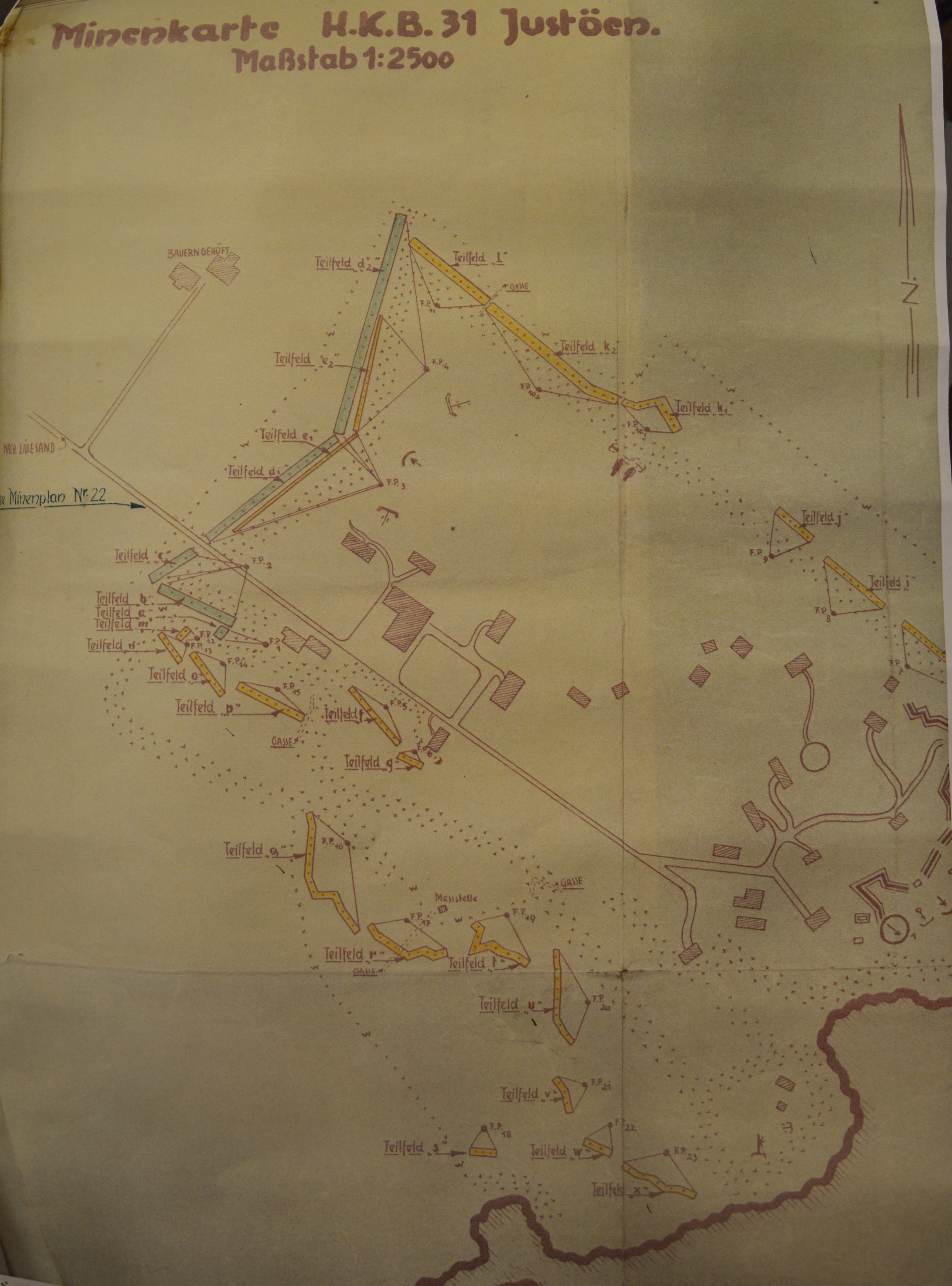 Statsarkivet i Kristiansand, 1401-0010 Distriktskommando Sørlandet, Ta- minekart 1942-1945, Ta- 0002, Tyske minekart for