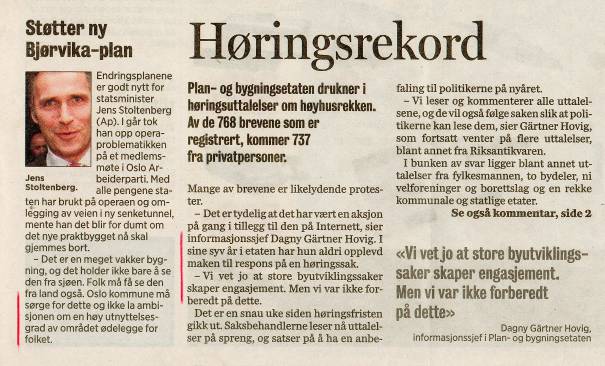 Et annet oppslag i Aftenposten viser til en gallup foretatt for å etterprøve gehalten i proteststormen.