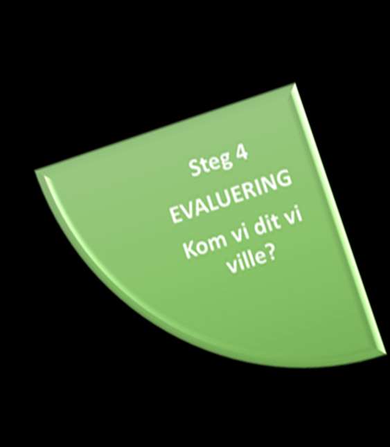 Det fjerde og siste steget handler om å evaluere, for å finne ut om vi kom i mål. Her må vi tenke gjennom hvorfor det gikk som det gikk.