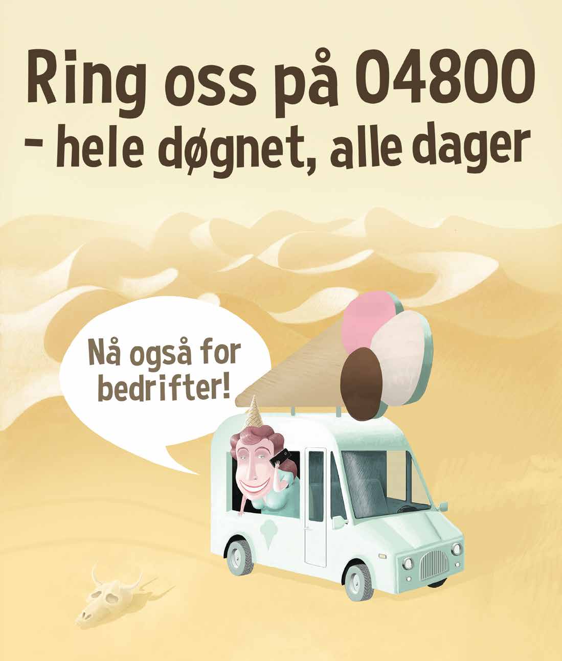 Illustrasjon: Øyvind Westgård Siden 1. januar 2011 har vi svart på telefoner døgnet rundt, 365 dager i året, for å hjelpe våre privatkunder med store og små utfordringer.