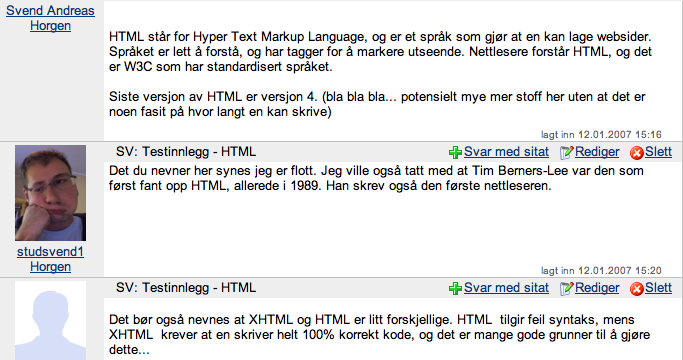 Modul 1: Pedagogisk bruk av LMS side 15 av 22 Det interessante nå er: Hva med å la elevene/studentene bygge opp ei ordbok eller et lite leksikon i fellesskap, der alle skriver litt hver?