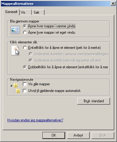 1. Trykk Alt+V for å flytte markøren til menyen Vis. 2. Pil ned til markøren står på valget Detaljer og bekreft med Enter. Den aktive mappa er nå endret slik at filer og mapper vises i en liste. 3.