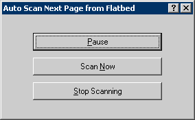 Etter at tiden er ute, skannes neste side. Figur 28 Dialogboksen Auto Scan Next Page from Flatbed. 3.