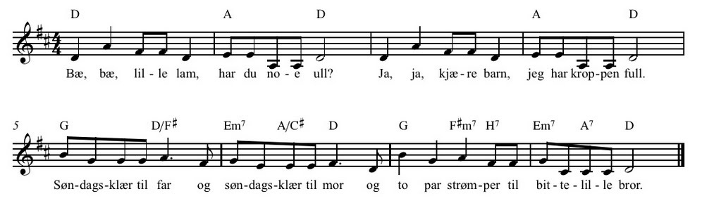 Søndags-klær til far, og søndags-klær til mor og to par strømper til bitte-lille-bror.