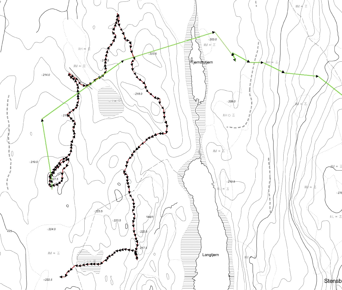 ekvipasjen startet. Avstanden til elgen var da 417 meter.