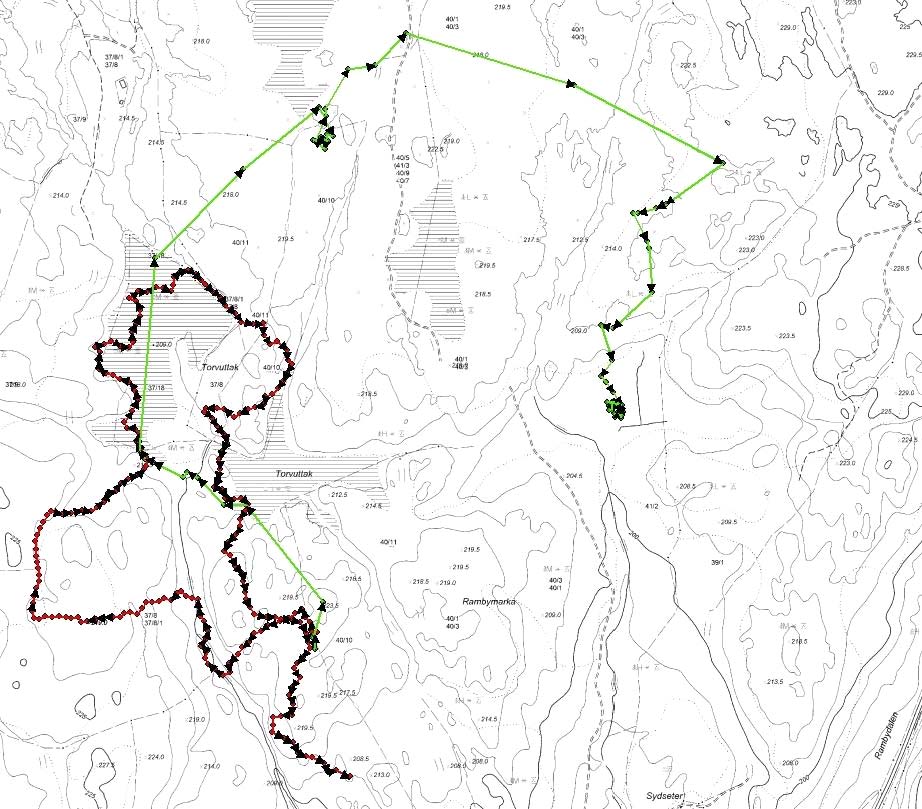 passerte sør for den. Avstanden til elgen var da 199 meter.