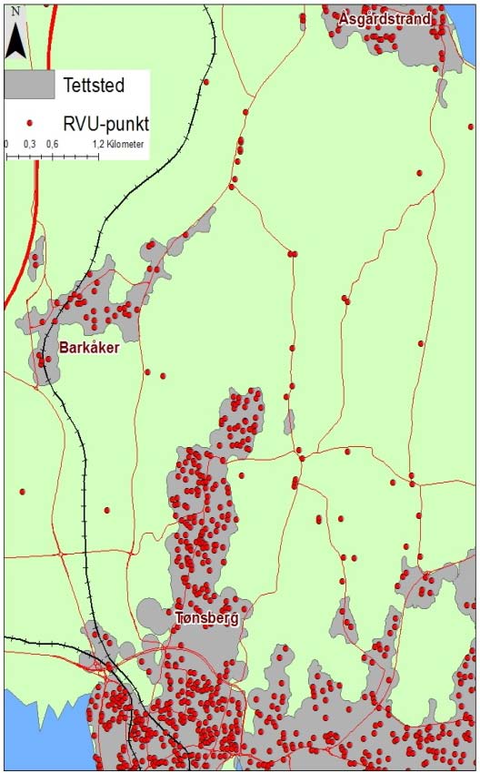 3 Tema: Tettsteder 3.1 Datagrunnlag tettsteder Målet her er å knytte reisene til den offisielle tettstedsavgrensingen 17.