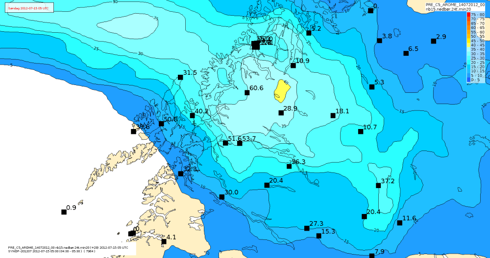 75 mm/24h < Rød