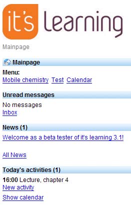 Brukergrensesnitt Brukergrensesnittet til it s learning mobile er noe forskjellig fra webprogrammet.