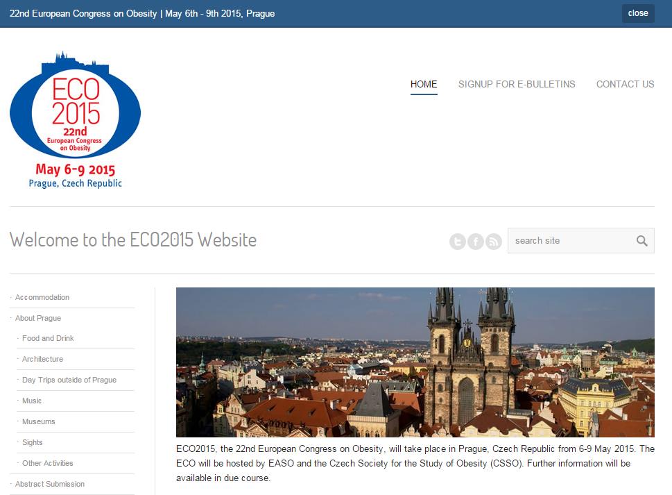 ECO, 6-9/5 Stad: Praha Dette er konferansen til «The European Association for the Study of Obesity» som vi er medlem i.