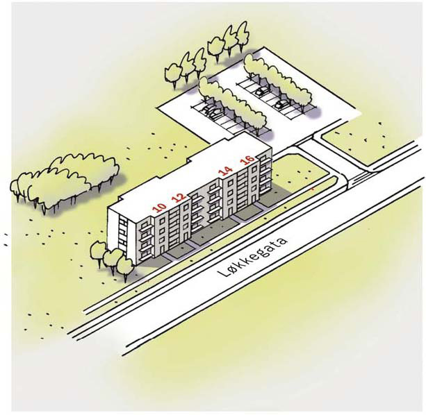 Figur 7 12 Etter-situasjonen. Ny tomt/bygg er gitt nr 4A etter kantprinsippet. Opprin nelig nr 4 er gitt nr 4B.