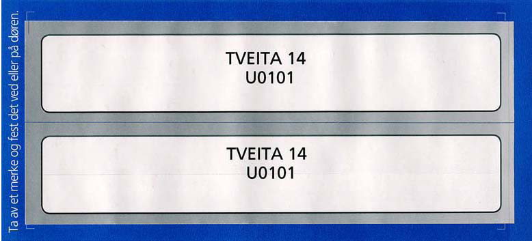 Figur 11 18 Eksempel på skiltplan med detaljopplysninger om plassering av skilt. 12. Adresseringsoppsett, forkortinger, mv.