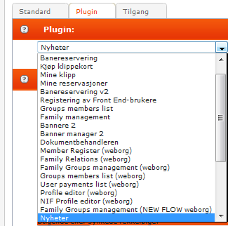 Dokumentasjon WebOrg, Side 21 Sette inn en nyhets plugin For at nyhetene skal vises på siden må man sette inn en plugin for å vise nyhetene i en gitt kategori (eller flere kategorier) 1.