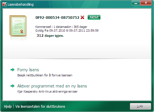 B R U K E R V E I L E D N I N G I dette vinduet kan du starte programaktivering (se avsnitt "Hvordan aktivere programmet" på side 51),