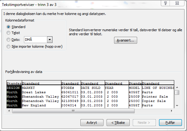 utformingsvisning i Access-basen, og så kopiere koden og lime den inn på riktig trinn i importen av dataene inn i PowerPivot. Vi kan alternativt prøve oss på å skrive inn SQL-kode ved importen.