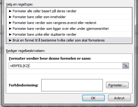 Hvordan skjule feilmeldinger Øvingsfil: Skjule feilmeldinger 2007.xlsx Hvor ofte har man ikke irritert seg over kryptiske feilmeldinger i Excel-modellen? I et ellers fint oppsett vil f. ex.