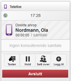 3.2 Besvare samtaler Når sentralbordet mottar en samtale vises dette i telefonmodulen på sentralbordet.