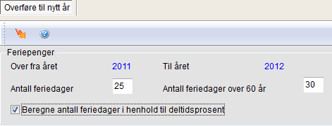 13. Overføre og klargjøre til nytt år 13.2 Overføre til nytt år Systemet overfører antall brukte feriedager og egenmeldinger fram til årsskiftet og eventuelt fravær frem til årsskiftet.