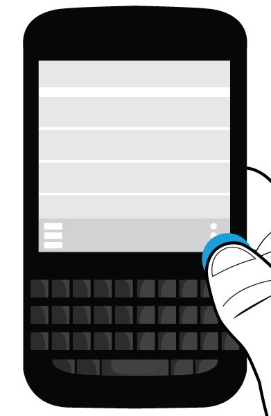Oppsett og grunnleggende funksjoner Tips: Hold fingeren på skjermen mens du titter på BlackBerry Hub. Hvis du vil gå tilbake til det du gjorde, skyver du fingeren din nedover igjen.