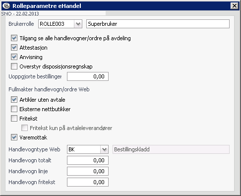 I dette bildet gir du rollene identifikasjon og bestemmer hva de skal hete. Identifikasjonen må være Rollexxx hvor xxx er 3 siffer. Navn står du fritt i å velge.