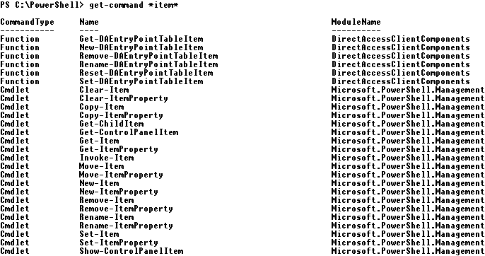 Intro til PowerShell side 8 av 12 3.2. 2.2 basis kunnskaper Hvordan finne kommandoer Noen ganger er en ikke helt sikker på hva en trenger for å utføre en kommando, men en har en ide hva en trenger.