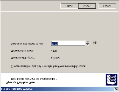 Figur 28: Create Partition Wizard Figur 29: Create Partition Wizard.