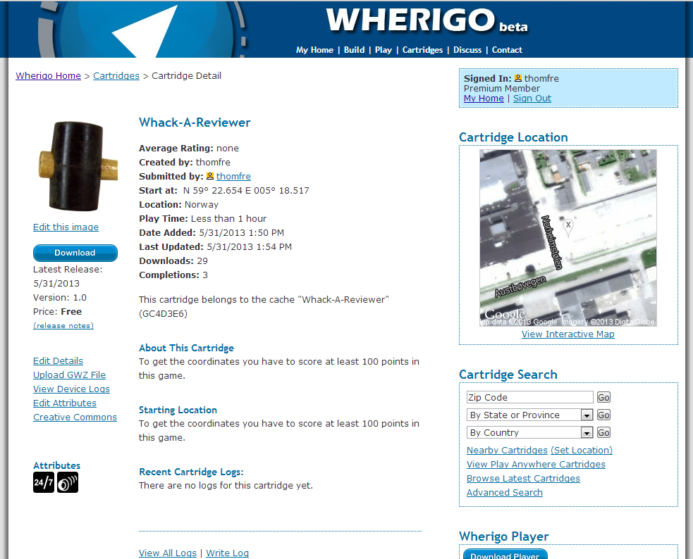 [EN INTRODUKSJON TIL WHERIGO].--.....-... --. --- wherigo.com wherigo.com eies og drives, på lik linje med geocaching.com, av Groundspeak.