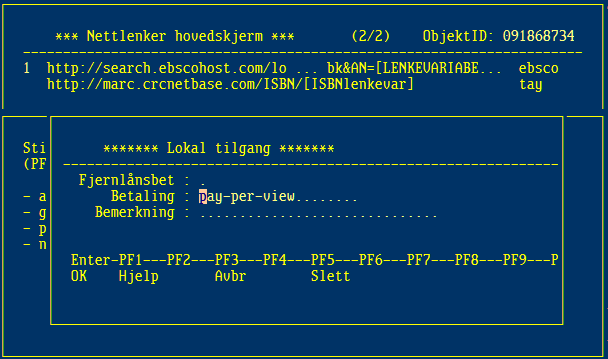 Acquisition. BIBSYS merker pakker som PDA-pakke i Lisa når slike pakker importeres. Se håndbok Lisensadministrasjon, avsnitt PDA-pakker.