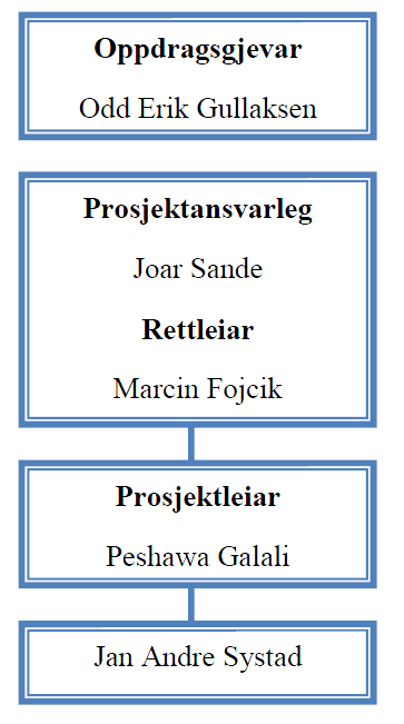 8.0 Organisering Organiseringa av prosjektet er oppdelt i tre nivå.