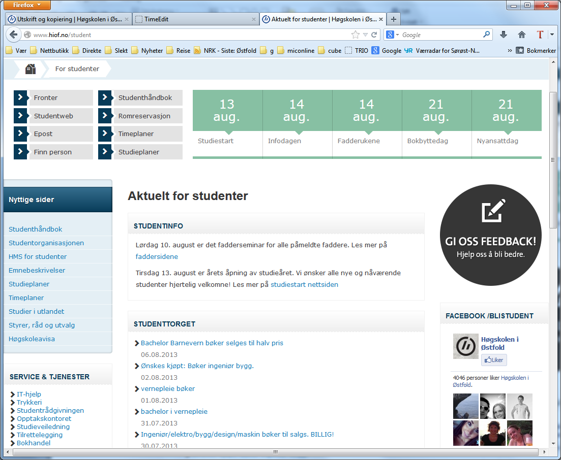 Høgskolen web-sider:
