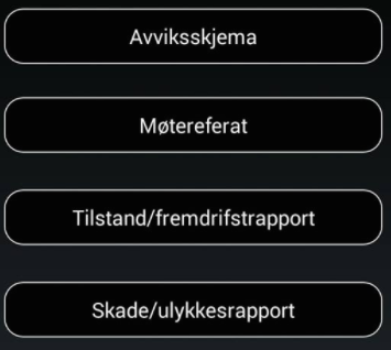 Produktdokumentasjon Android-applikasjon KNAPPER Figur 30: Rapportmeny Layouten til knappene er bestemt på samme måte som EditText og