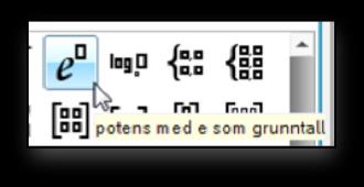 Funksjoner log, ln og e Tips! Ulik skala på aksene: Hold SHIFT nede > grab et punkt og dra til ønsket skala. I matematikken arbeider vi ofte med eksponential- eller logaritmefunksjoner.