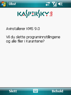 B R U K E R V E I L E D N I N G Hvis du vil avinstallere hele programmet, trykker du på Slett. Figur 72: Fjerning av programinnstillingene 5.