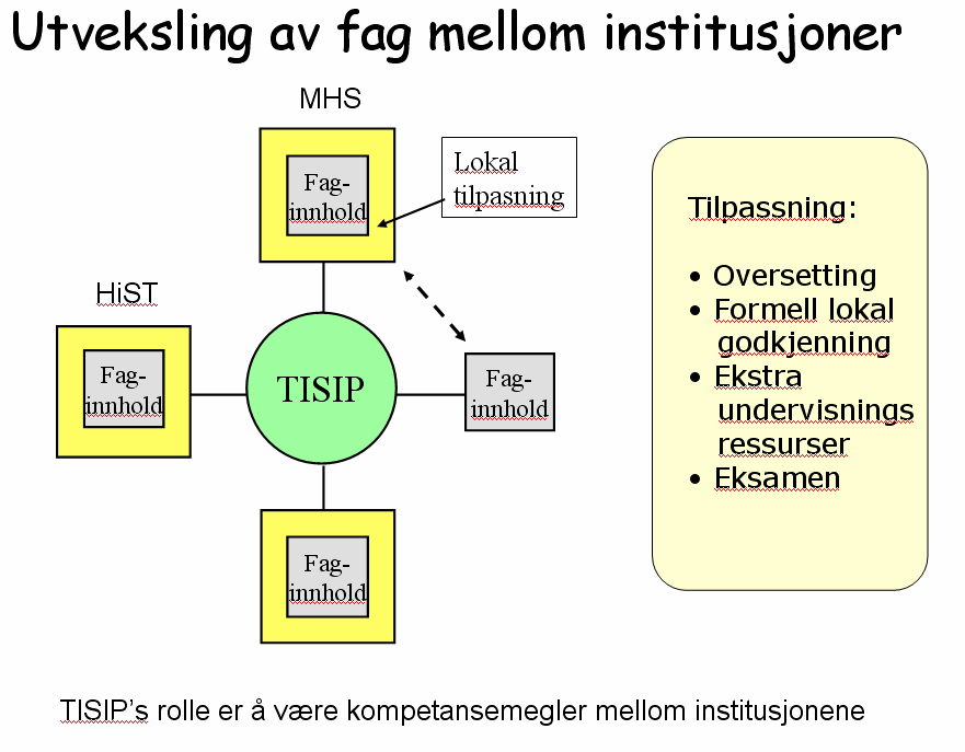 10.3 En løsning Problemene beskrevet ovenfor kan løses ved at mottagerinstitusjonen lager en nasjonal versjon av faget, og tilbyr det til sine studenter.