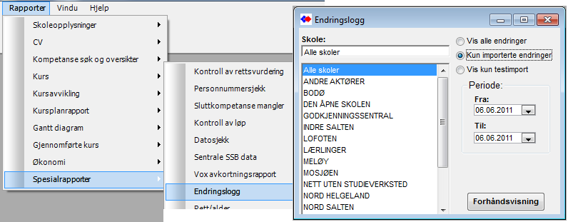 Import og testimport av data fra sas til VigoVoksen Importfilene kan hentes fra sin plassering i med knappen Fil. Importtype kan styres med hva som skal importeres med "Oppdater kun eksisterende.