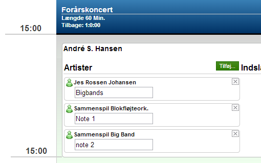 Figur 9 - Arrangement seksjon etter at elev er lagt til som