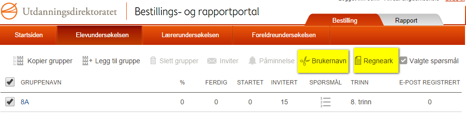 Hvordan setter jeg i gang Elevundersøkelsen? Når du er ferdig med å opprette gruppene, klikk så «Neste-knappen», deretter klikk på «Sett i gangknappen».